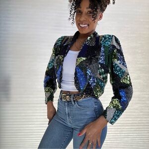 Scala Vintage Sequin Statement Jacket